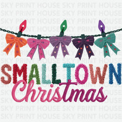 Latch Hook Yarn Faux Bow Smalltown Christmas - Christmas Ready to Press DTF Transfer