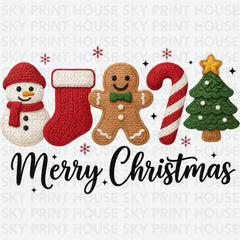 Latch Hook Yarn Faux Merry Christmas - Christmas Ready to Press DTF Transfer