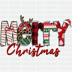 Leopard Plaid Grunge Merry Christmas - Christmas Ready to Press DTF Transfer
