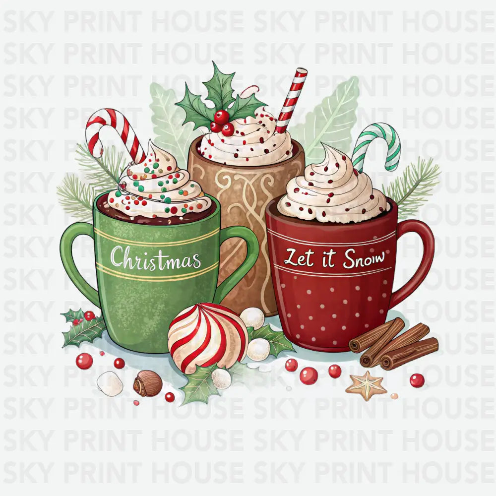 Let It Snow Christmas Coffee - Christmas Ready to Press DTF Transfer
