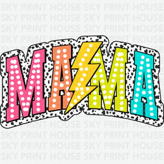 Mama Colorful Design with Lightning Bolt Mother’s Day Ready to Press DTF Transfer