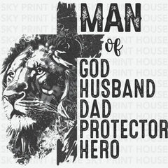Man of God Husband Dad Lion Faher’s Day Ready to Press DTF Transfer