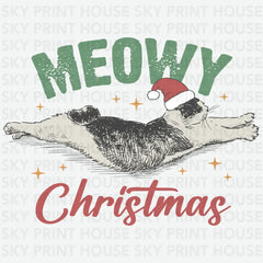 Meowy Christmas Cat Design – Christmas Ready to Press DTF Transfer
