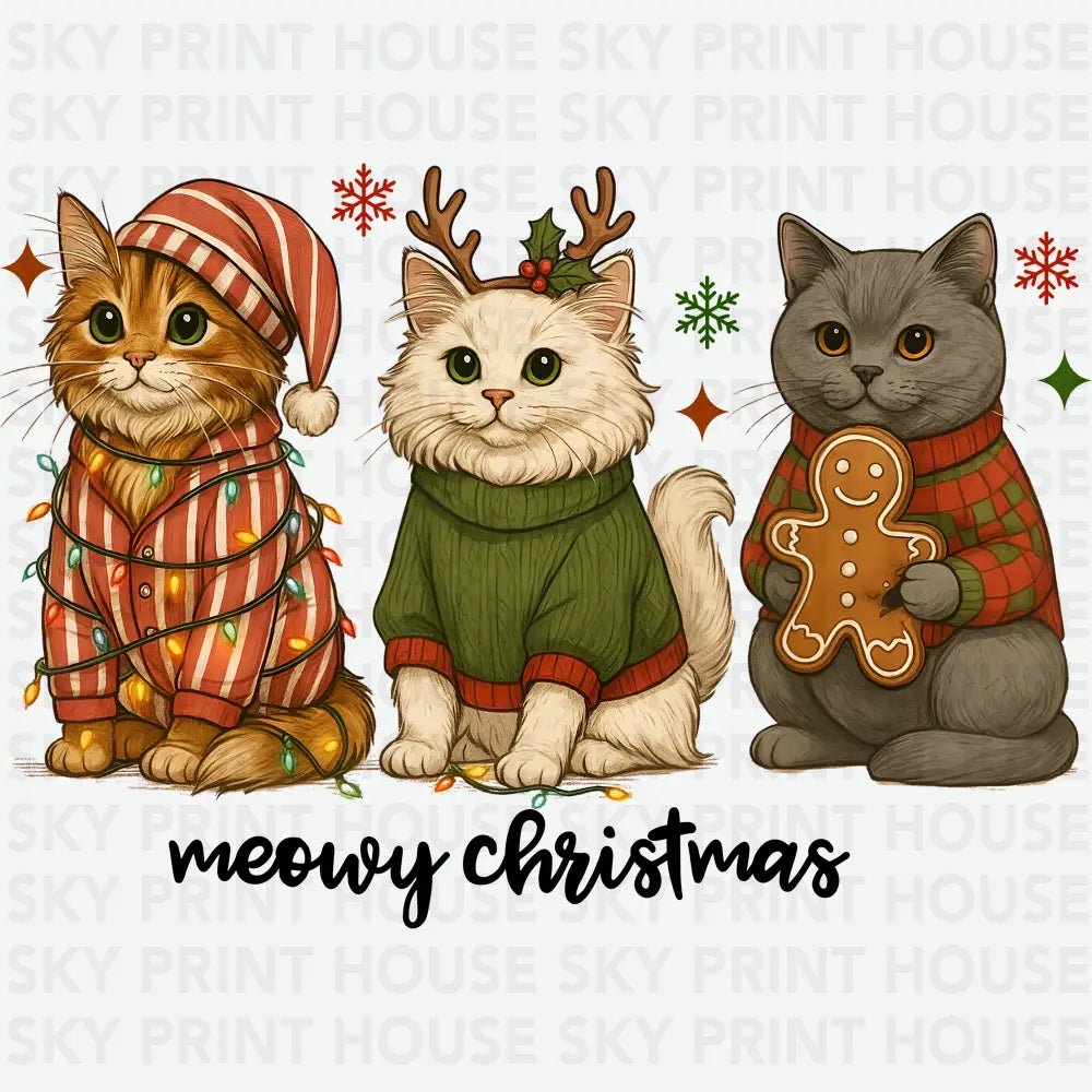 Meowy Christmas - Christmas Ready to Press DTF Transfer