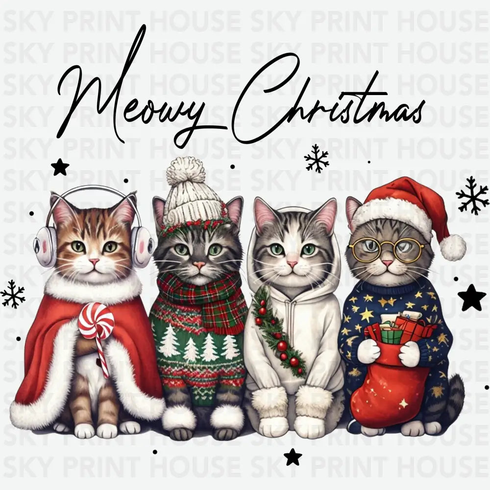 Meowy Christmas - Christmas Ready to Press DTF Transfer