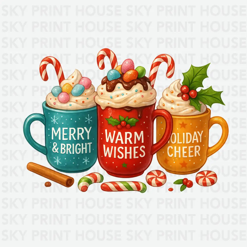 Merry And Bright Christmas Coffee - Christmas Ready to Press DTF Transfer