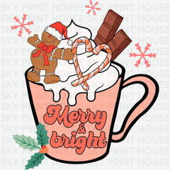 Merry And Bright Christmas Coffee - Christmas Ready to Press DTF Transfer