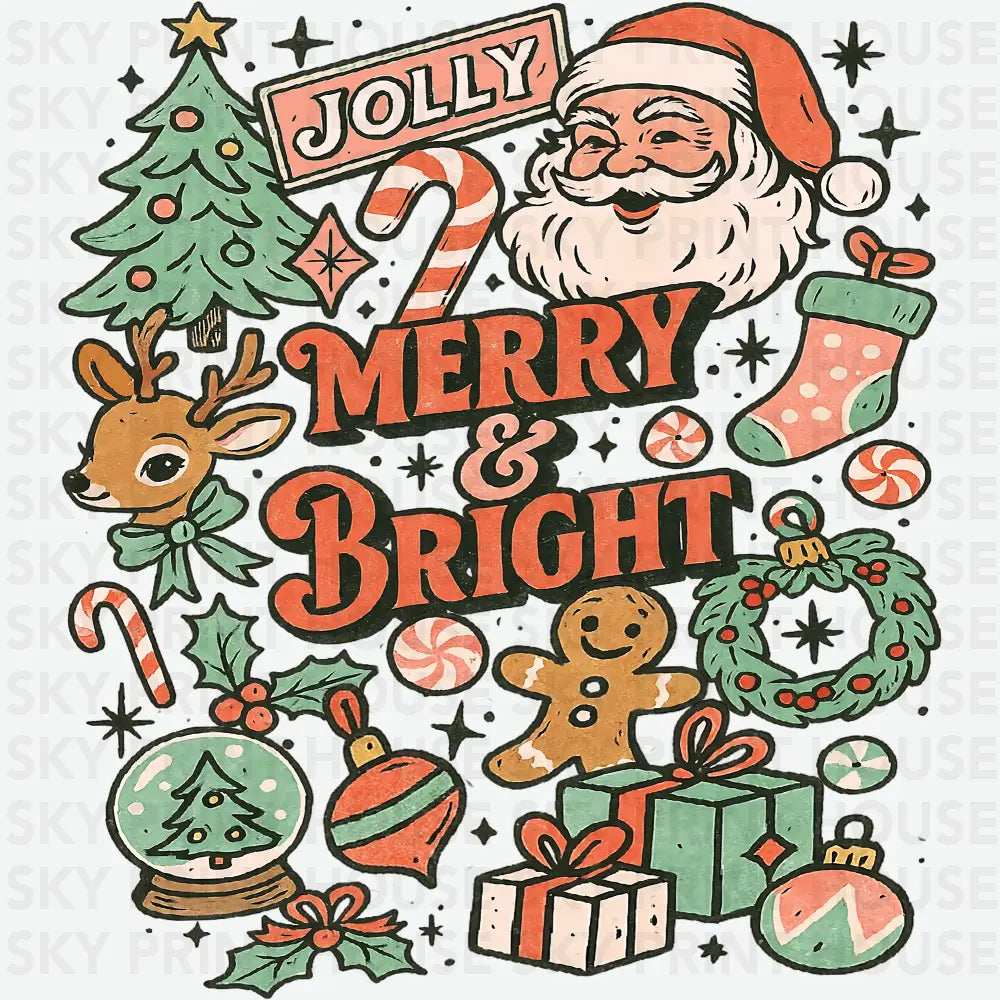 Merry And Bright - Christmas Ready to Press DTF Transfer