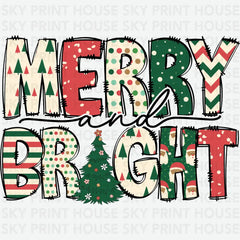 Merry And Bright - Christmas Ready to Press DTF Transfer