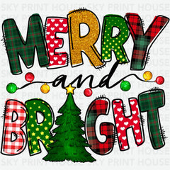 Merry And Bright - Christmas Ready to Press DTF Transfer