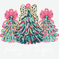 Merry and Bright Girly Christmas Tree Design - Ready to Press DTF Transfer