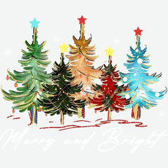 Merry And Bright Trees - Christmas Ready to Press DTF Transfer