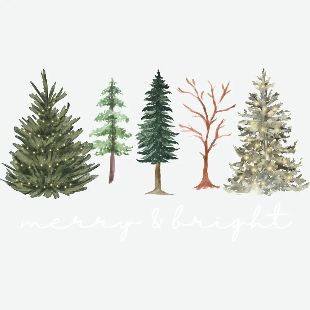 Merry & Bright Trees - Christmas Ready to Press DTF Transfer