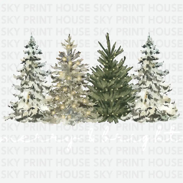 Merry & Bright Woodland Christmas Trees Design – Christmas Ready to Press DTF Transfer