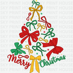 Merry Christmas Bow Tree – Classic Holiday Design Ready to Press DTF Transfer