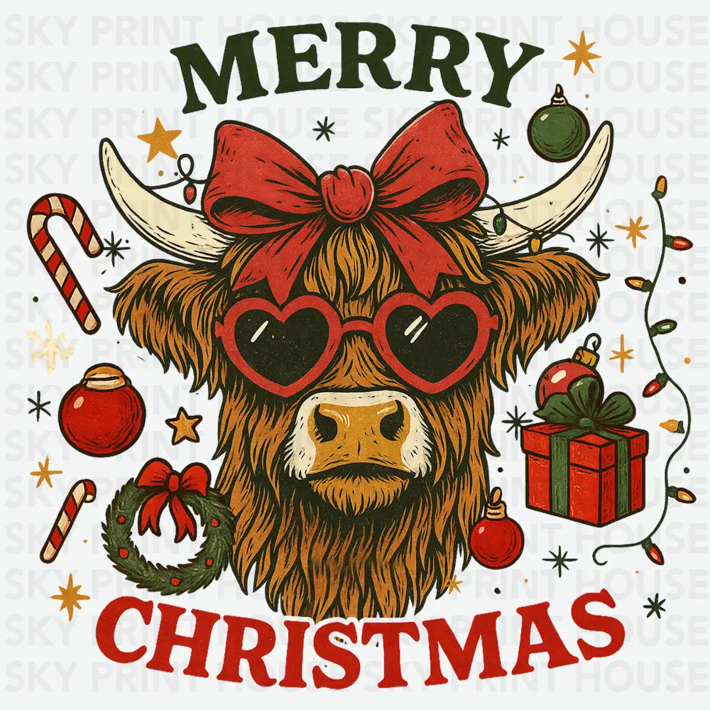 Merry Christmas Cow - Christmas Ready to Press DTF Transfer