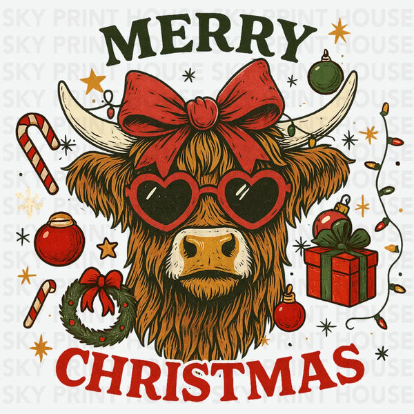 Merry Christmas Cow - Christmas Ready to Press DTF Transfer