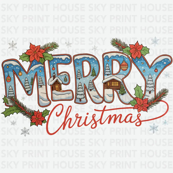 Merry Christmas Festive Xmas Holiday- Ready to Press DTF Transfer