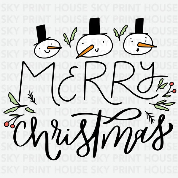 Merry Christmas Hand Lettered - Christmas Ready to Press DTF Transfer