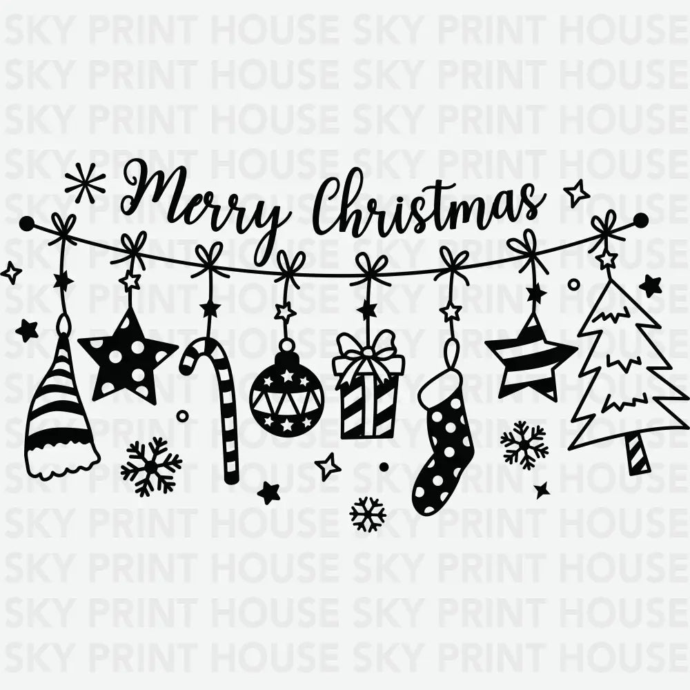 Merry Christmas Hanging - Christmas Ready to Press DTF Transfer