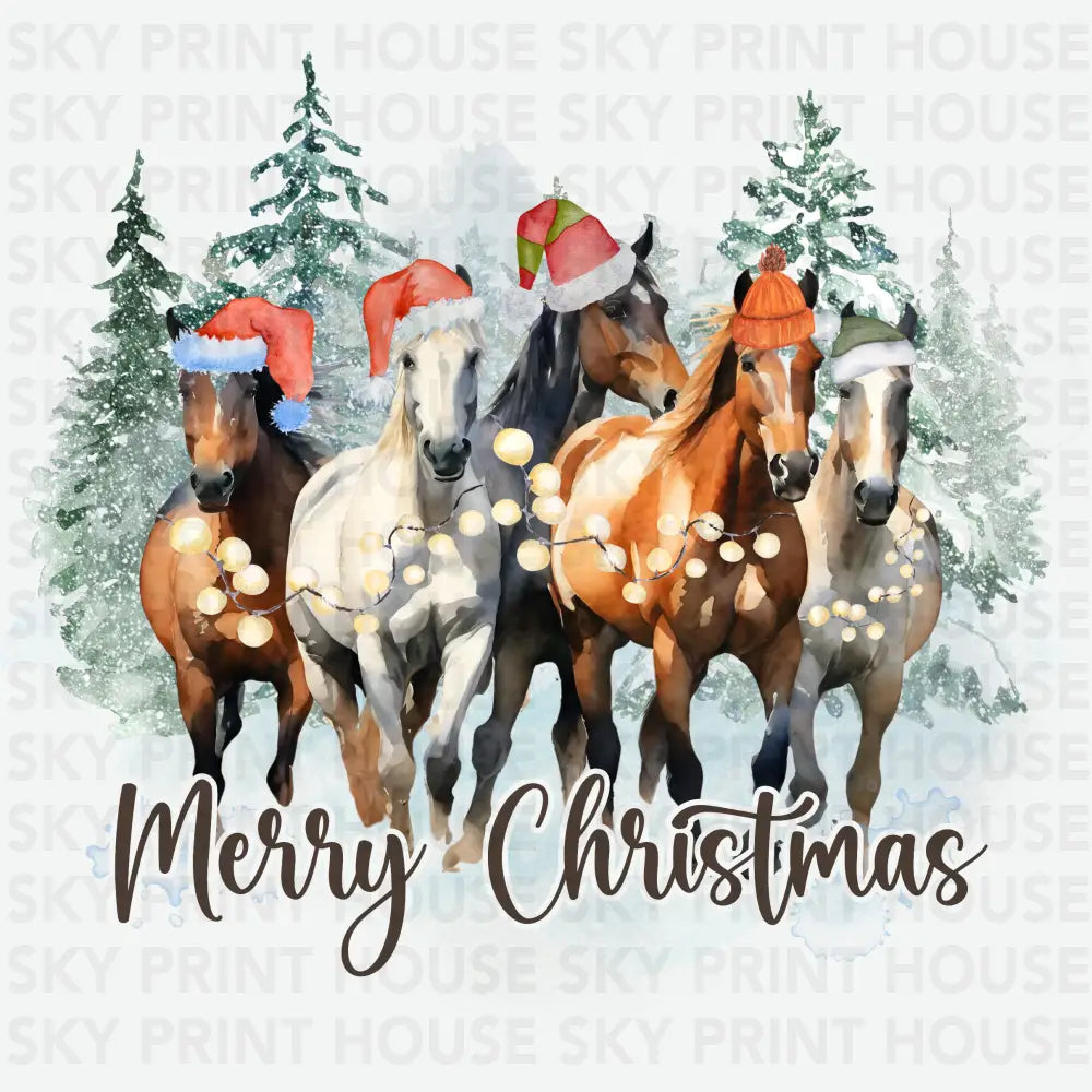Merry Christmas Horses - Christmas Ready to Press DTF Transfer