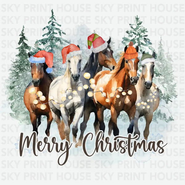 Merry Christmas Horses - Christmas Ready to Press DTF Transfer