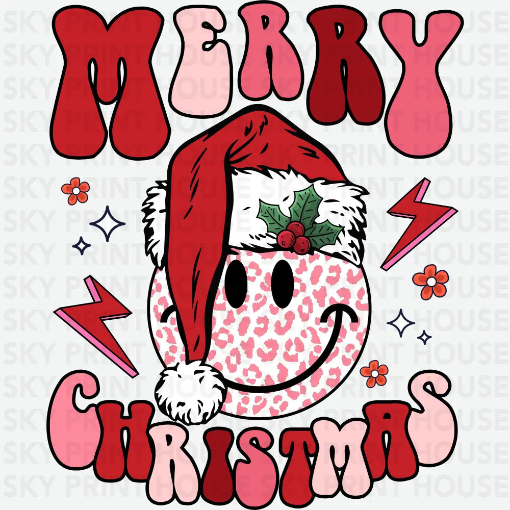 Merry Christmas Leopard Face Smile - Christmas Ready to Press DTF Transfer