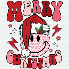 Merry Christmas Leopard Face Smile - Christmas Ready to Press DTF Transfer