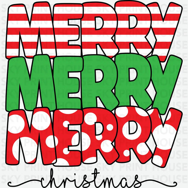 Merry Merry Merry Christmas- Christmas Ready to Press DTF Transfer