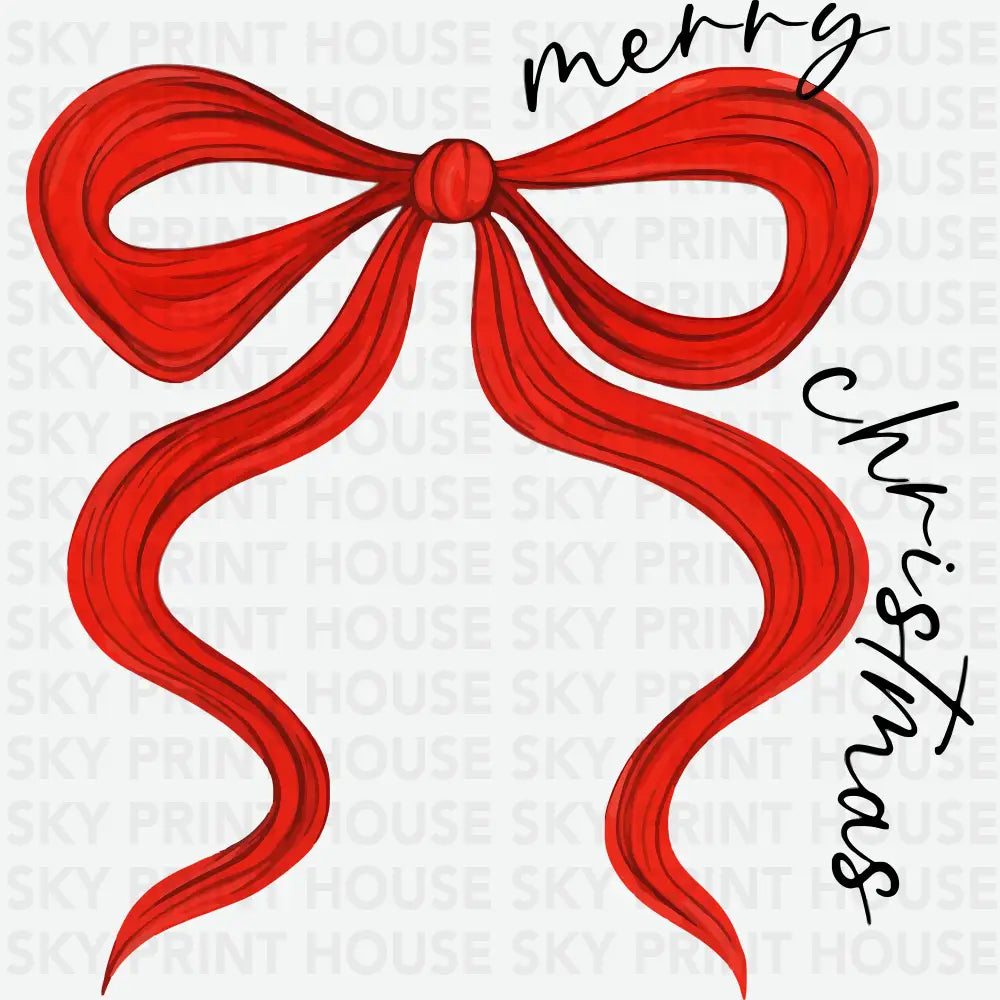 Merry Christmas Red Bow - Christmas Ready to Press DTF Transfer
