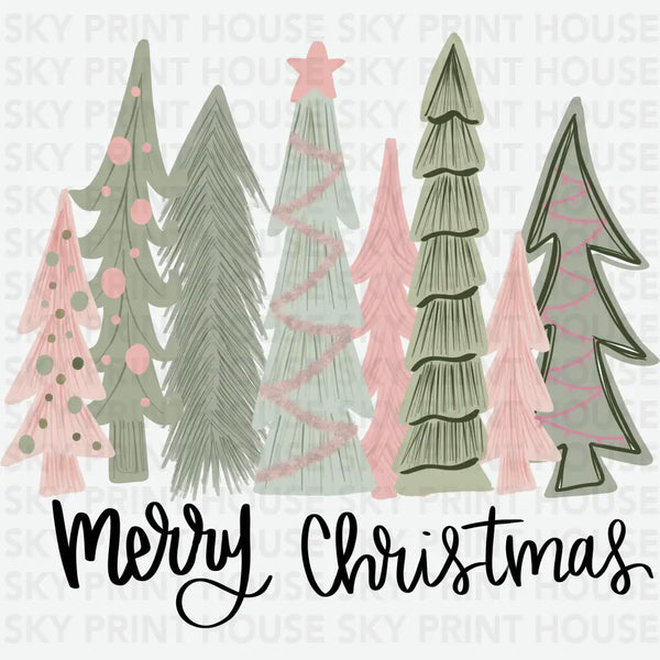 Merry Christmas Trees - Christmas Ready to Press DTF Transfer