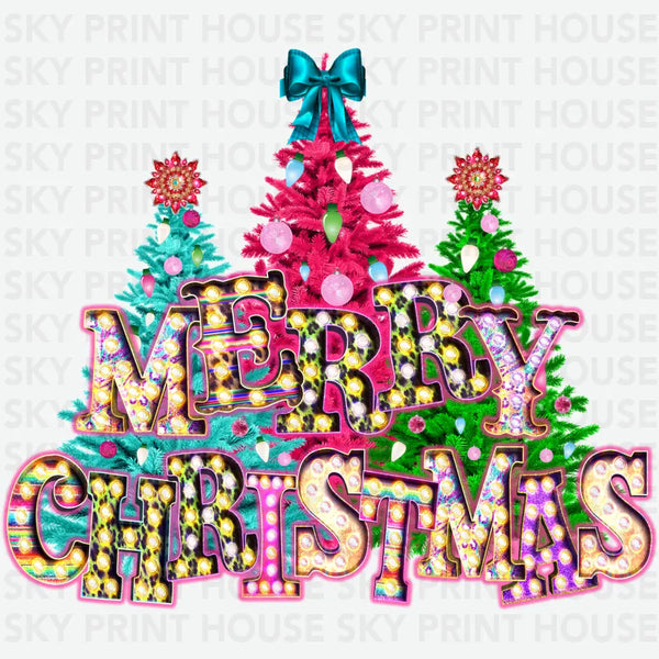 Merry Christmas Trees - Christmas Ready to Press DTF Transfer