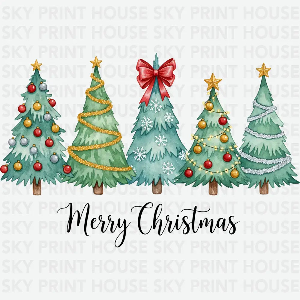 Merry Christmas Trees - Christmas Ready to Press DTF Transfer