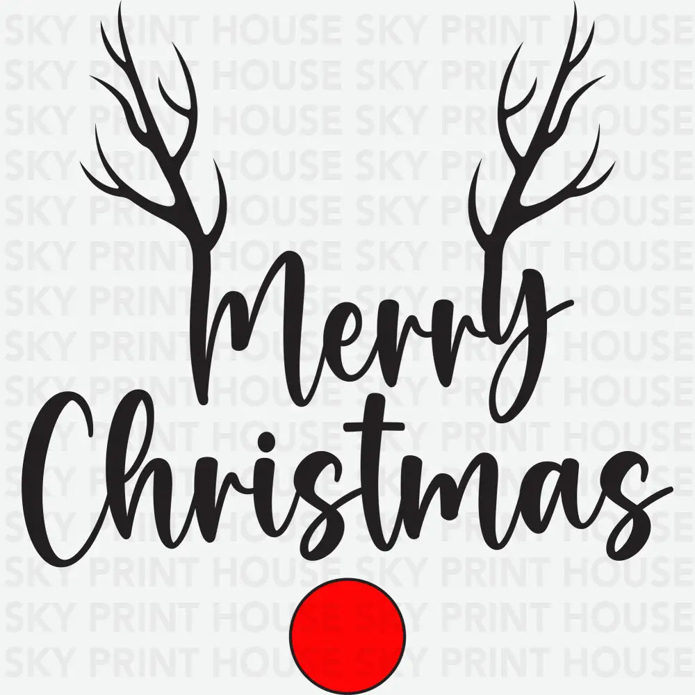 Minimal Rudolph Merry Christmas - Christmas Ready to Press DTF Transfer