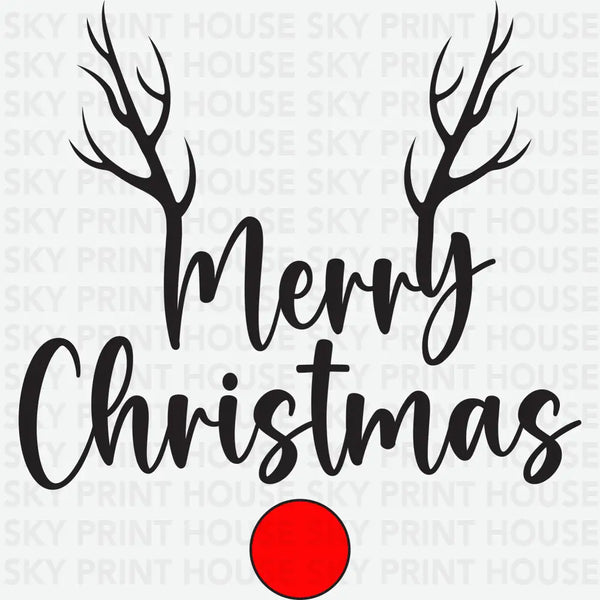 Minimal Rudolph Merry Christmas - Christmas Ready to Press DTF Transfer