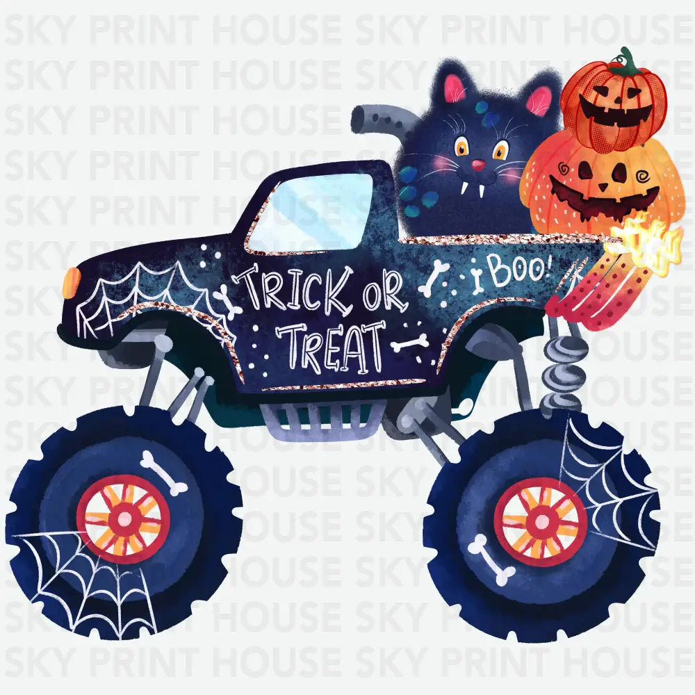Monster Truck Trick or Treat Halloween Ready to Press DTF Transfer
