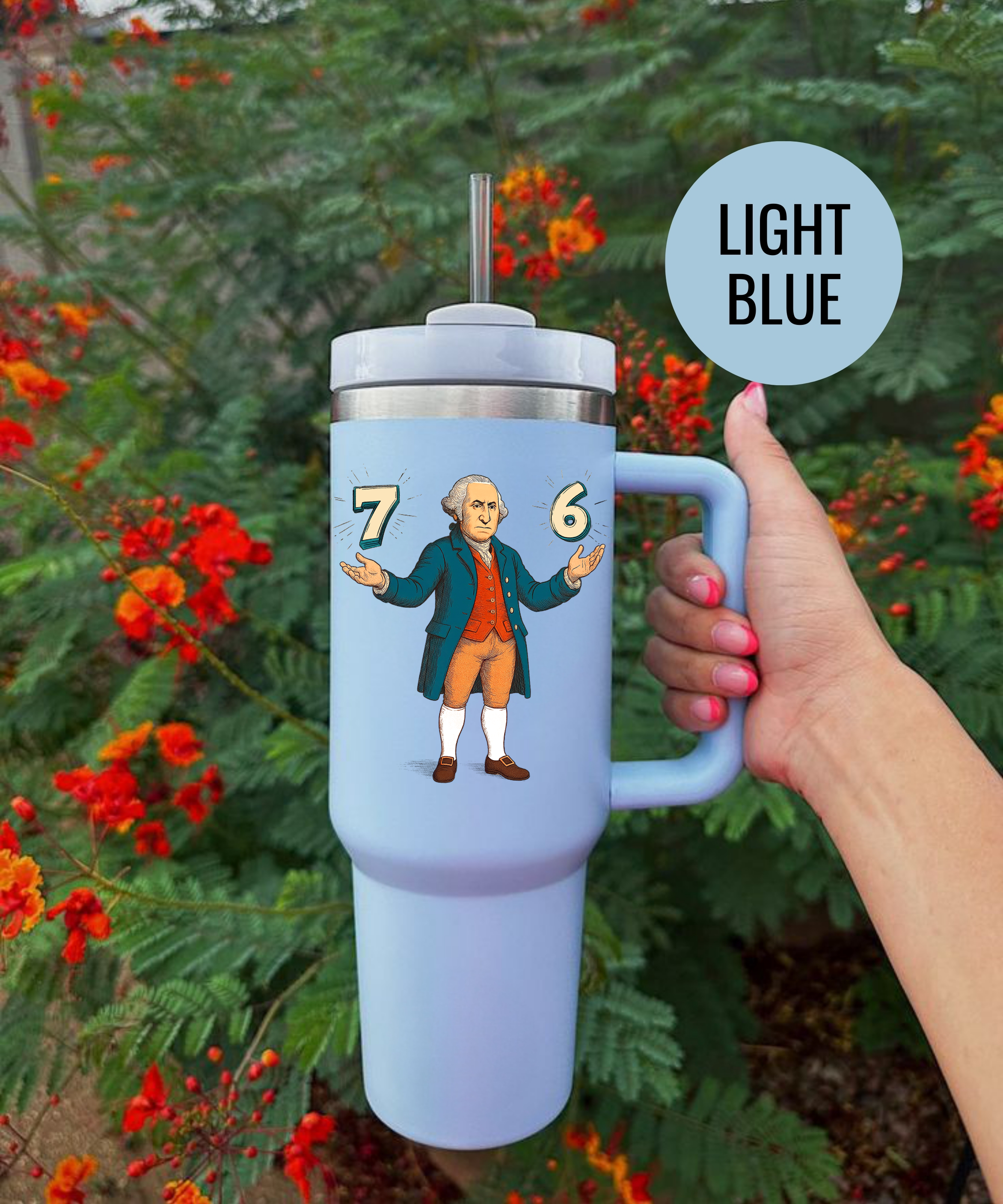 Six Seven George Washington Christmas Tumbler Funny Holiday Cup Festive Drinkware