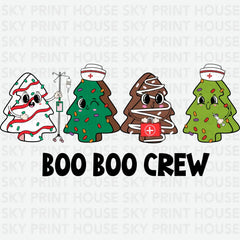 Nurse Boo Boo Crew Christmas Tree Cake - Christmas Ready to Press DTF Transfer