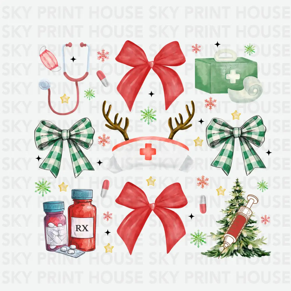 Nurse Christmas – Cute Medical Holiday Ready to Press DTF Transfer