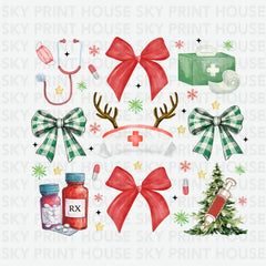 Nurse Christmas – Cute Medical Holiday Ready to Press DTF Transfer