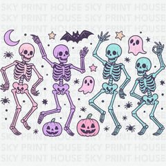 Pastel Dancing Skeletons Cute Halloween - Ready to Press DTF Transfer