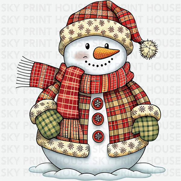 Patchwork Snowman - Christmas Ready to Press DTF Transfer