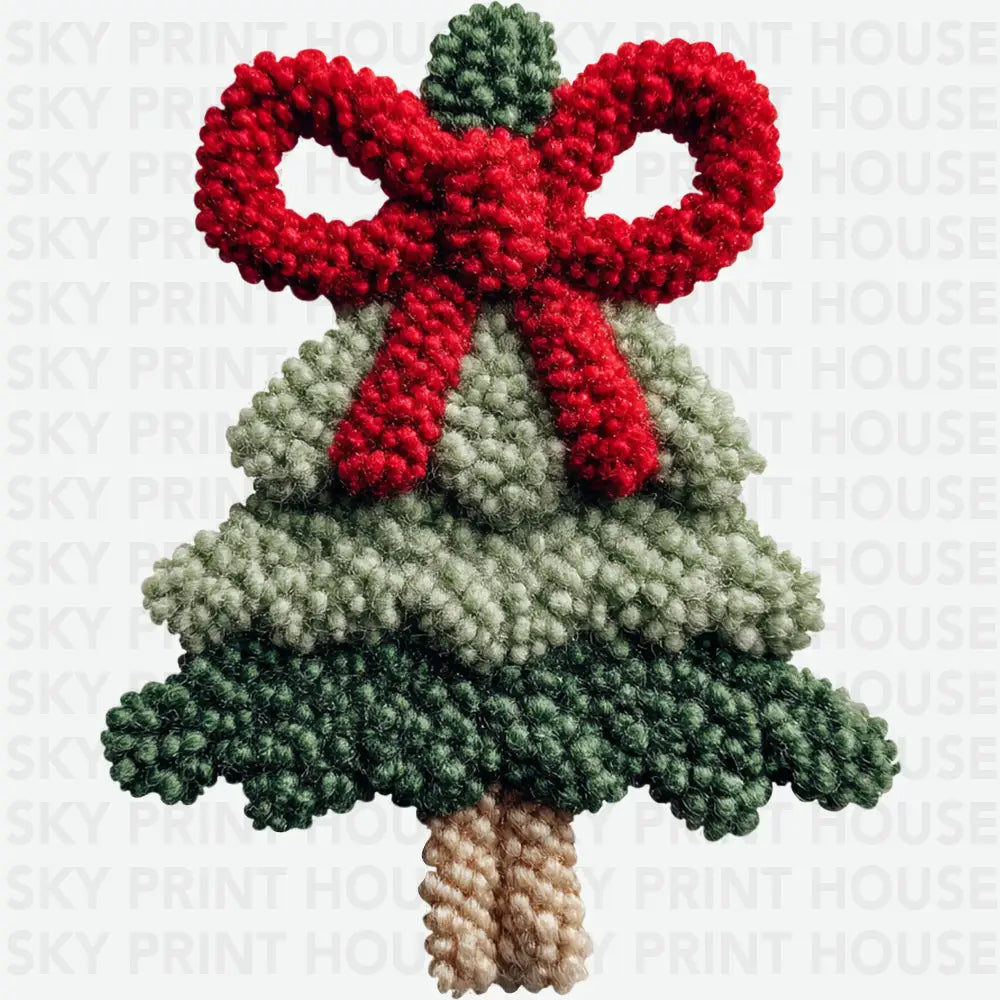 Patchwork Yarn Crochet Christmas Tree - Christmas Ready to Press DTF Transfer
