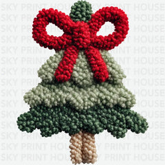 Patchwork Yarn Crochet Christmas Tree - Christmas Ready to Press DTF Transfer