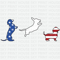 Patriotic Dachshund Red White Blue Dog 4th of July Ready to Press DTF Transfer