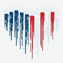 Patriotic Jet Heart 4th of July Ready to Press DTF Transfer