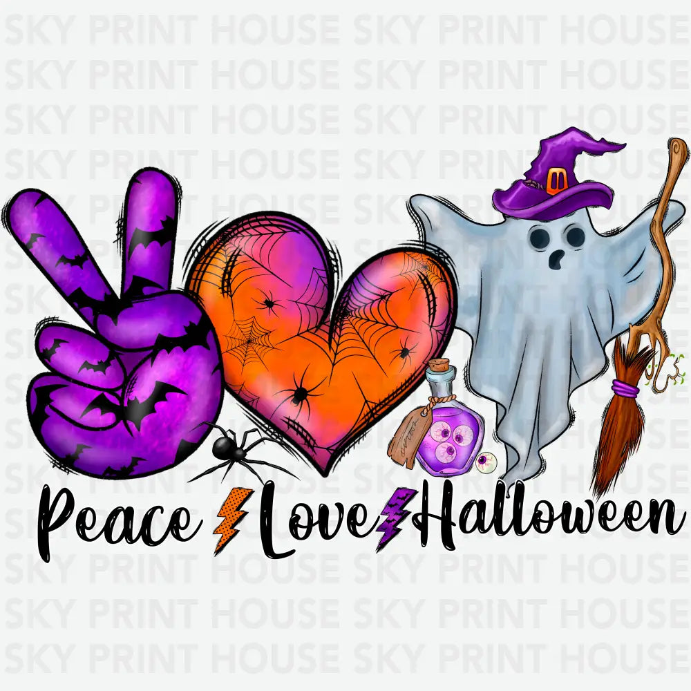Peace Love Halloween Halloween Ready to Press DTF Transfer