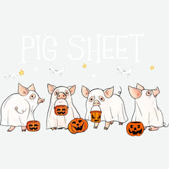 Pig Sheet Ghost Pigs Halloween Ready to Press DTF Transfer