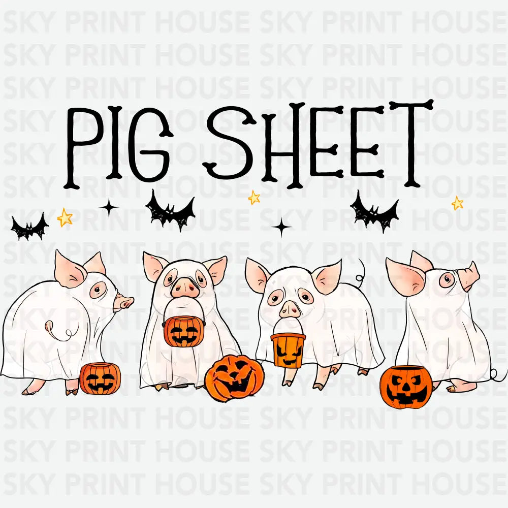 Pig Sheet Ghost Pigs Halloween Ready to Press DTF Transfer
