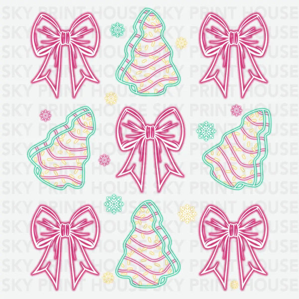 Pink Christmas Bow- Christmas Ready to Press DTF Transfer